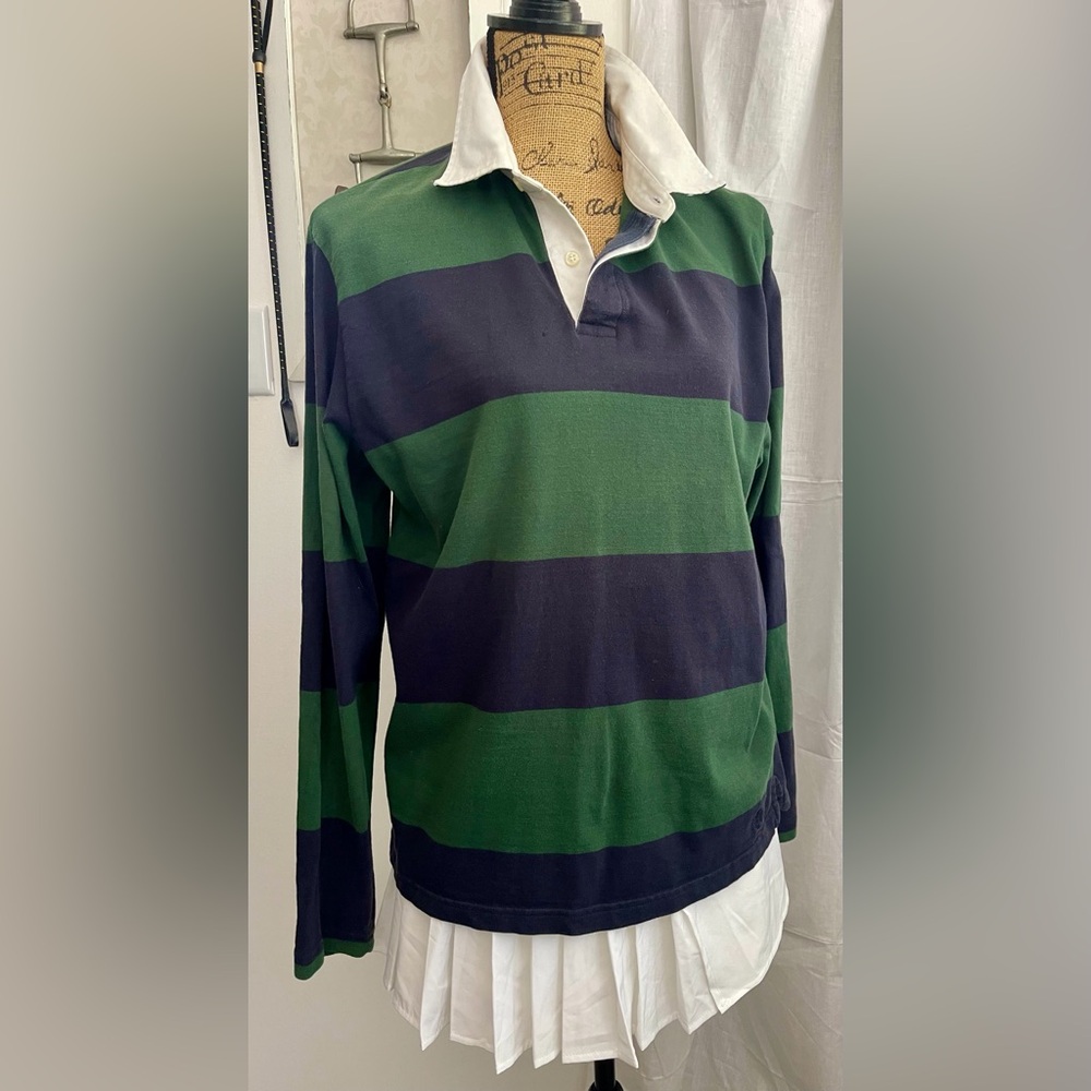 Mudo Collection Striped Rugby Polo Shirt 100% Preppy Collegiate Unisex